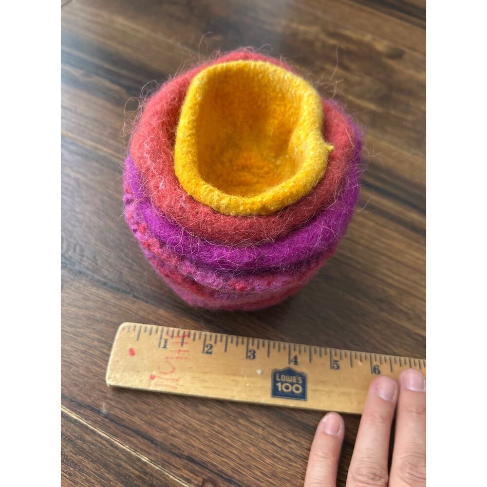 Set of 4 Wool Felt Nesting Bowls Stacking Fiber Arts Montessori Waldorf - Picture 10 of 11
